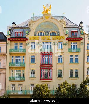 Grans Hotel Europa, Art Nouveau architecture, Prague, République tchèque, Tchéquie. Banque D'Images