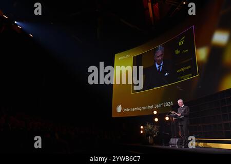 Bruxelles, Belgique. 10 décembre 2024. Discours du Roi Philippe - Filip de Belgique lors de la cérémonie de remise des prix de l'entreprise de l'année (30e édition) et du Prix du Gouvernement flamand pour le Scale-Up de l'année, mardi 10 décembre 2024, à Bruxelles. BELGA PHOTO ERIC LALMAND crédit : Belga News Agency/Alamy Live News Banque D'Images