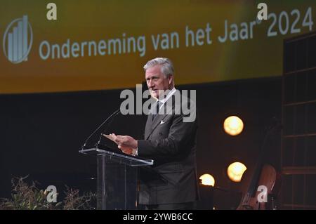 Bruxelles, Belgique. 10 décembre 2024. Discours du Roi Philippe - Filip de Belgique lors de la cérémonie de remise des prix de l'entreprise de l'année (30e édition) et du Prix du Gouvernement flamand pour le Scale-Up de l'année, mardi 10 décembre 2024, à Bruxelles. BELGA PHOTO ERIC LALMAND crédit : Belga News Agency/Alamy Live News Banque D'Images