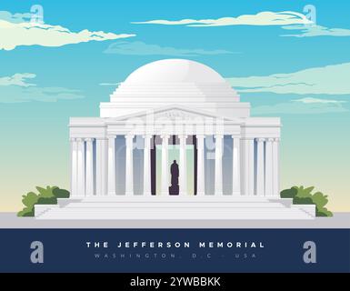 Thomas Jefferson Memorial - Monument à Washington, D.C., États-Unis - Stock illustration en tant que fichier EPS 10 Illustration de Vecteur