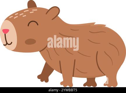 Icône capybara vectorielle. Mignon capibara aller quelque part avec les yeux fermés. Illustration drôle d'animal heureux isolé sur fond blanc. Guine trendy comique Illustration de Vecteur