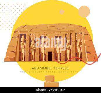 Abu Simbel, un site historique avec des temples massifs taillés dans la roche - Egypte - illustration stock comme fichier EPS 10 Illustration de Vecteur