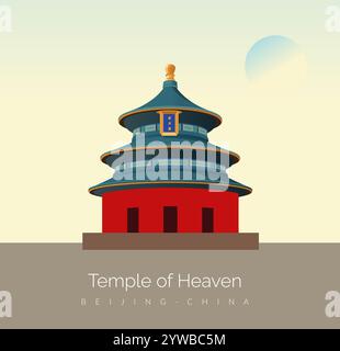 Temple du ciel - complexe de bâtiments religieux impériaux à Pékin Chine - illustration stock en tant que fichier EPS10 Illustration de Vecteur