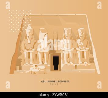 Abu Simbel, un site historique avec des temples massifs taillés dans la roche - Egypte - illustration stock comme fichier EPS 10 Illustration de Vecteur