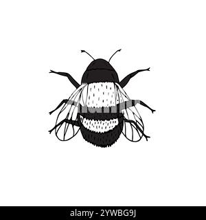 Vecteur dessin à la main doodle esquisse bourdon abeille isolé sur fond blanc Illustration de Vecteur