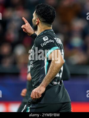 Gérone, Espagne. 10 décembre 2024. Gérone, Espagne, 22 octobre 2024 : Mohamed Salah Hamed Mahrous Ghaly (11 Liverpool FC) célèbre après avoir marqué lors du match de football de l'UEFA Champions League entre Girona FC et Liverpool FC au stade Montilivi de Gérone, Espagne (Judit Cartiel/SPP) crédit : SPP Sport Press photo. /Alamy Live News Banque D'Images