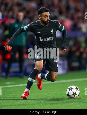 Gérone, Espagne. 10 décembre 2024. Gérone, Espagne, 22 octobre 2024 : Mohamed Salah Hamed Mahrous Ghaly (11 Liverpool FC) en action lors du match de football de l'UEFA Champions League entre Girona FC et Liverpool FC au stade Montilivi de Gérone, Espagne (Judit Cartiel/SPP) crédit : SPP Sport Press photo. /Alamy Live News Banque D'Images