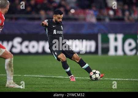 Gérone, ESP. 10 décembre 2024. GIRONA FC-LIVERPOOL FC 10 déc. 2024 Mohamed Salah (11 ans) du Liverpool FC lors du match de phase de l'UEFA Champions League 2024/25 entre le Girona FC et le Liverpool FC au stade municipal de Montilivi à Gérone, Espagne. Crédit : Rosdemora/Alamy Live News Banque D'Images