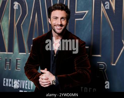 New York, États-Unis. 10 décembre 2024. Aaron Taylor-Johnson arrive sur le tapis rouge à la première de 'Kraven the Hunter' au Lincoln Square Theater AMC le mardi 10 décembre 2024 à New York. Photo de John Angelillo/UPI crédit : UPI/Alamy Live News Banque D'Images