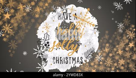 Image de neige tombant sur avoir un texte holly Jolly christmas Banque D'Images