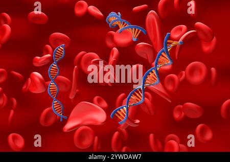 Thérapie génique dans la drépanocytose - vue isométrique illustration 3D. Banque D'Images