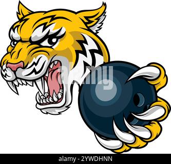 Wildcat Bobcat Bobcats Wildcats Bowling Mascot Illustration de Vecteur