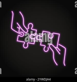 Faire puzzle ensemble icône de néon. Connexion, travail d'équipe, résolution de problèmes. Illustration vectorielle Illustration de Vecteur