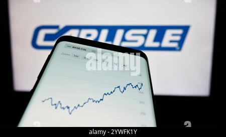 Allemagne. 21 juillet 2024. Dans cette illustration photo, un smartphone avec le site Web de la société de matériaux de construction Carlisle Companies Incorporated est vu devant le logo. Crédit : SOPA images Limited/Alamy Live News Banque D'Images