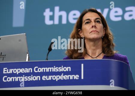 Bruxelles, Belgique. 11 décembre 2024. Paula Pinho, porte-parole en chef de la Commission européenne lors d'un point de presse à Bruxelles, Belgique, le 11 décembre 2024. Crédit : ALEXANDROS MICHAILIDIS/Alamy Live News Banque D'Images