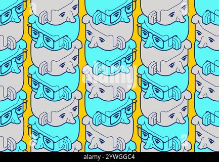 Modèle tour de têtes sans couture. Concept collective, équipe de direction historique Illustration de Vecteur