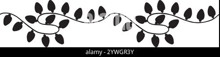 Guirlande de lumières de Noël bordure sans couture. Illustration graphique vectorielle. Ampoules festives suspendues. Modèle sans fin. Fond de vacances d'hiver Illustration de Vecteur