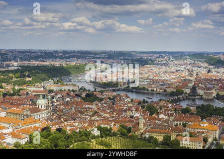 Panorama de Petrin, Prague, Bohême, République tchèque, Europe Banque D'Images