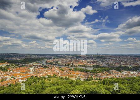 Panorama de Petrin, Prague, Bohême, République tchèque, Europe Banque D'Images