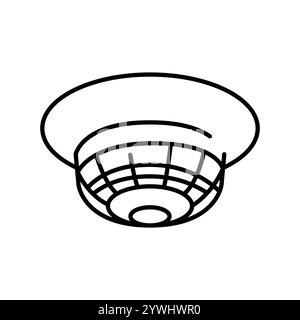 Icône de ligne noire du détecteur de fumée. Elément isolé par vecteur. Contour modifiable. Illustration de Vecteur