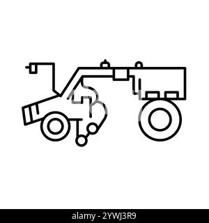 Icône de ligne noire du robot agro. Agriculture intelligente. Elément isolé par vecteur. Contour modifiable. Illustration de Vecteur