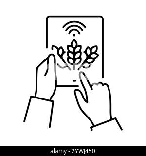 Icône de ligne de couleur Agriculture de précision. Agriculture intelligente. Elément isolé par vecteur. Contour modifiable. Illustration de Vecteur