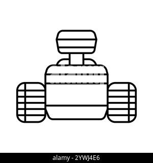 Icône de ligne noire de rognage robotique. Agriculture intelligente. Elément isolé par vecteur. Contour modifiable. Illustration de Vecteur