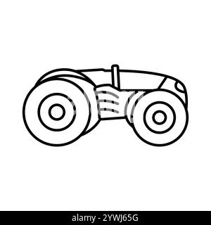 Icône de ligne noire Smart Tractor. Agriculture intelligente. Elément isolé par vecteur. Contour modifiable. Illustration de Vecteur