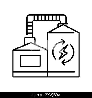 Icône de ligne noire biogaz. Elément isolé par vecteur. Contour modifiable. Illustration de Vecteur