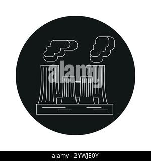 Icône de ligne de couleur de centrale nucléaire. Source d'énergie alternative. Elément isolé par vecteur. Contour modifiable. Illustration de Vecteur