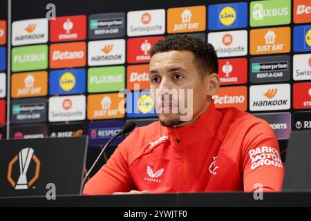 James Tavernier des Rangers lors d'une conférence de presse à l'Ibrox Stadium, Glasgow. Date de la photo : mercredi 11 décembre 2024. Banque D'Images