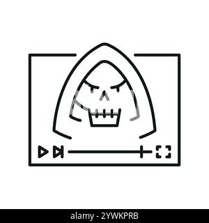 Icône noire de ligne de genre de film d'horreur. Signez pour la page Web, l'application mobile, le bouton, le logo. Bouton isolé de vecteur. Contour modifiable. Illustration de Vecteur