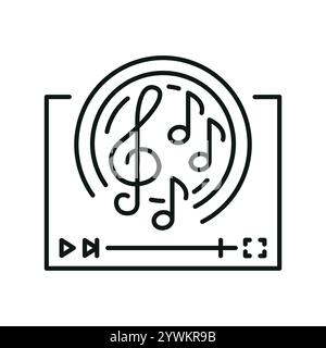 Icône noire de ligne de genre musical. Signez pour la page Web, l'application mobile, le bouton, le logo. Bouton isolé de vecteur. Contour modifiable. Illustration de Vecteur