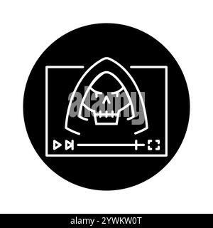 Icône noire de ligne de genre de film d'horreur. Signez pour la page Web, l'application mobile, le bouton, le logo. Bouton isolé de vecteur. Contour modifiable. Illustration de Vecteur