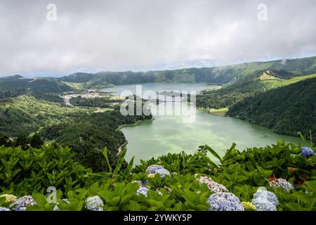 CETE Cidades, Sao Miguel, Açores, Portugal. Banque D'Images