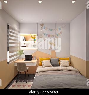 Chambre à coucher moderne de rendu 3D Banque D'Images