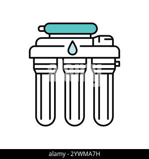 Icône de couleur de la ligne de purification de l'eau. Signez pour la page Web, l'application mobile, le bouton, le logo. Bouton isolé de vecteur. Contour modifiable. Illustration de Vecteur