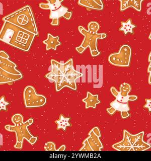 Motif vectoriel avec des biscuits en pain d'épice Illustration de Vecteur