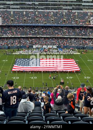 Drapeau américain sur le terrain de football Banque D'Images