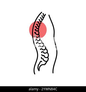 Icône de ligne de couleur cyphose. Maladies du rachis. Vertebrology. Elément isolé par vecteur. Contour modifiable. Illustration de Vecteur