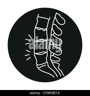 Icône de ligne de couleur de spondylarthrite ankylosante. Maladies du rachis. Vertebrology. Elément isolé par vecteur. Contour modifiable. Illustration de Vecteur
