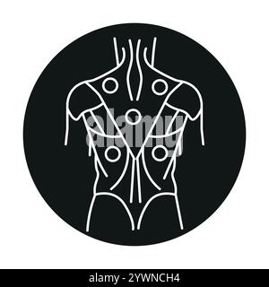 Icône de ligne de couleur du syndrome douloureux myofascial. Maladies du rachis. Vertebrology. Elément isolé par vecteur. Contour modifiable. Illustration de Vecteur