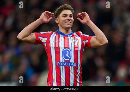 Madrid, Espagne. 11 décembre 2024. Julian Alvarez de l'Atletico de Madrid lors du match de l'UEFA Champions League, date 6, entre l'Atletico de Madrid et Slovan Bratislava a joué au Riyad Air Metropolitano Stadium le 11 décembre 2024 à Madrid en Espagne. (Photo de Cesar Cebolla/PRESSINPHOTO) crédit : AGENCE SPORTIVE PRESSINPHOTO/Alamy Live News Banque D'Images