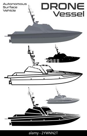 Véhicule de surface autonome ASV robot Ship drone USA illustration vectorielle Illustration de Vecteur