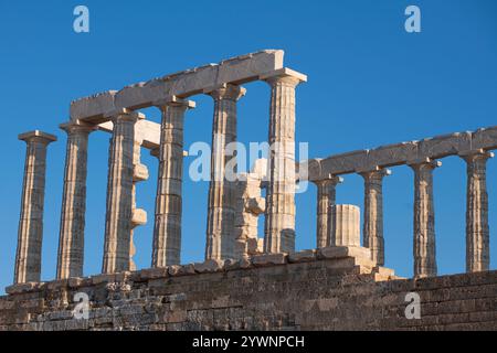 Cap Sounion : Temple de Poséidon. Grèce. Banque D'Images