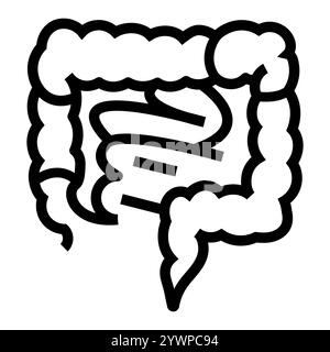 Icône noire de ligne de maladie inflammatoire intestinale. Bouton isolé de vecteur. Contour modifiable. Illustration de Vecteur