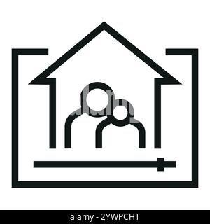 Icône noire de ligne de genre familiale. Bouton isolé de vecteur. Contour modifiable. Illustration de Vecteur