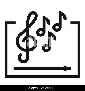 Icône noire de ligne de genre musical. Bouton isolé de vecteur. Contour modifiable. Illustration de Vecteur
