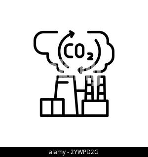 Icône de ligne noire de capture du CO2. Source d'énergie alternative. Elément isolé par vecteur. Illustration de Vecteur
