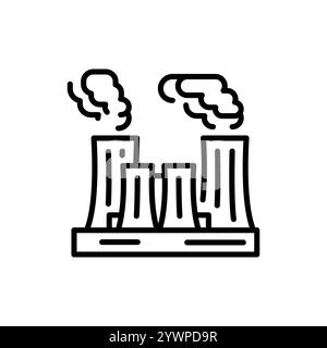 Icône de ligne noire de centrale nucléaire. Source d'énergie alternative. Elément isolé par vecteur. Illustration de Vecteur